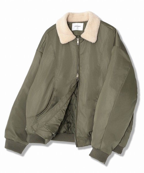 Утепленный бомбер с меховым воротником Khaki