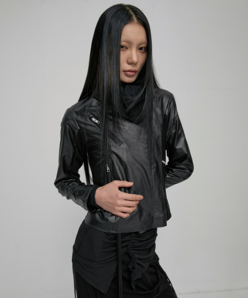 Asymmetrical Biker Leather куртка (FL-047_Leather)
