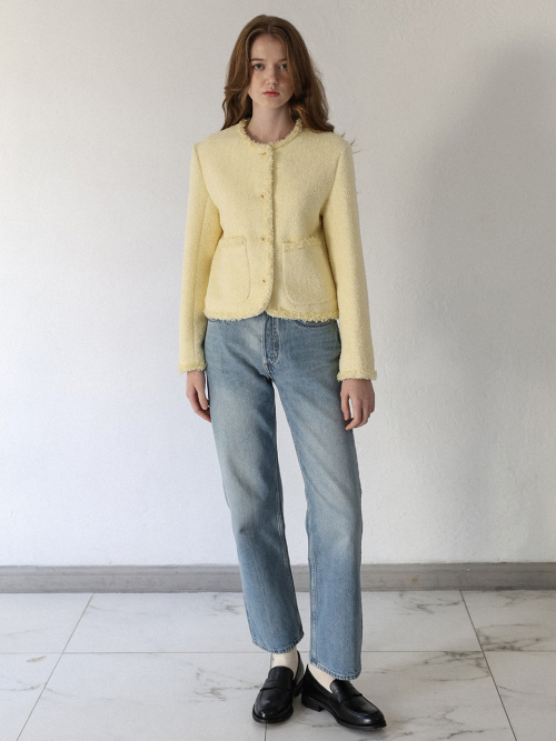 Твидовый жакет букле (PASTEL YELLOW)