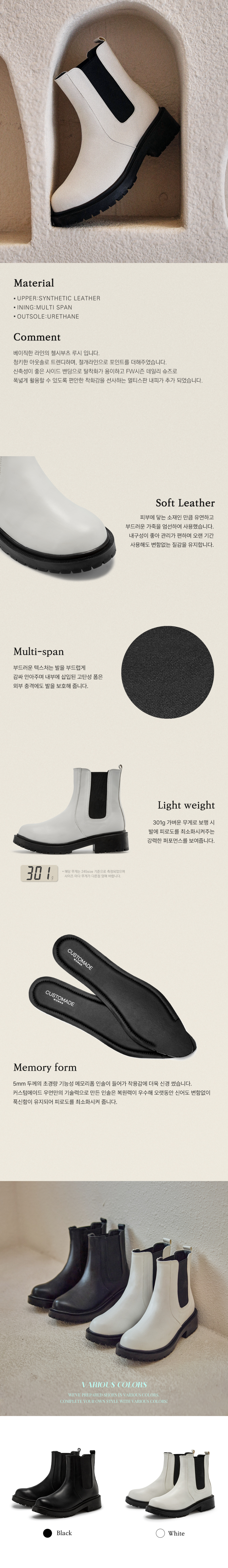 ROUND TOE BOOTS CHELSEA WHITE