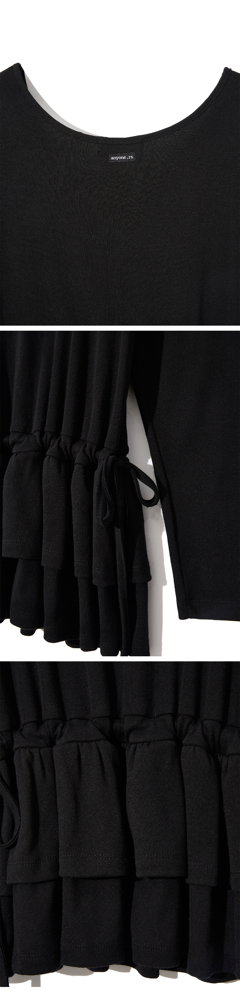 MUSINSA | RENSE Frill Layered Long Sleeve Black