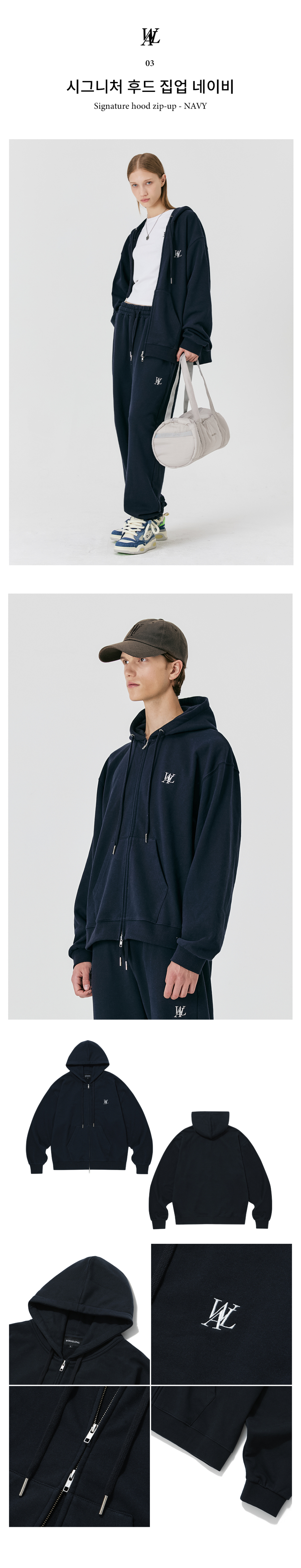 ジャケット WOOALONG Signature hood zipup NAVY Signature hood zip-up - NAVY - WOOALONG | 60% - Asian