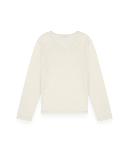 R-0037 / SEXY FIT U-NECK LONG SLEVEE(IVORY)