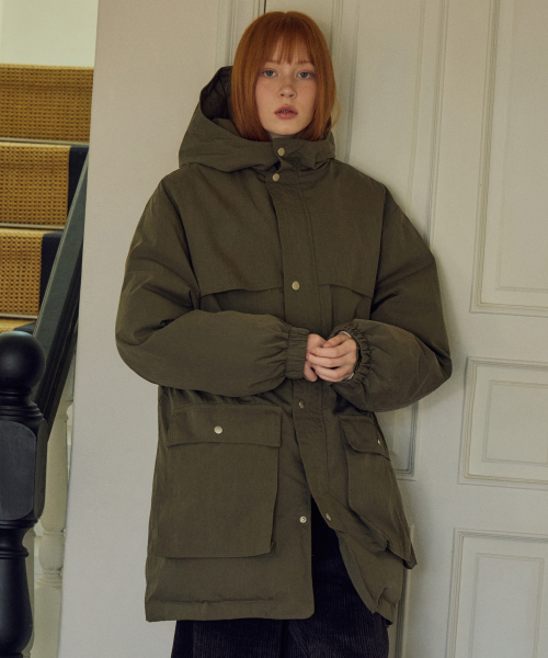 W/Airy Comfort худи пуховая куртка KHAKI