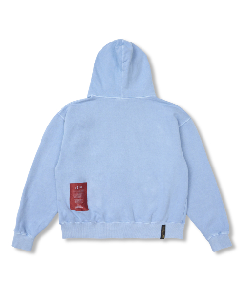 Applique STGM Pigment Washed Oversized Zip-up Hoodie Sky Blue
