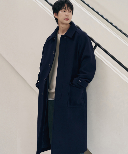 Шерстяное пальто бальмакаан Concise [NAVY]
