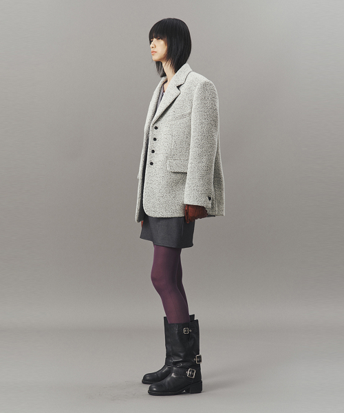BOUCLE WOOL TAILORED JACKET_L GREY