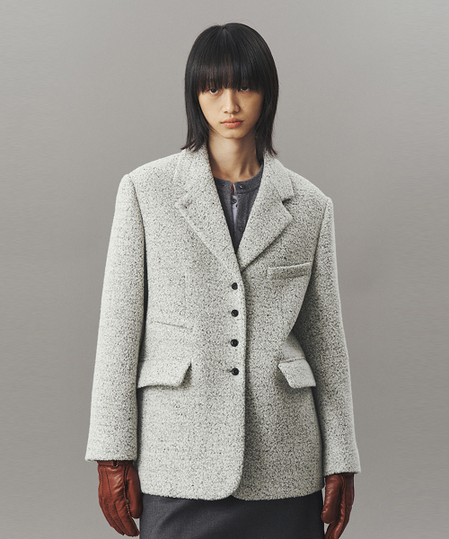 BOUCLE WOOL TAILORED JACKET_L GREY