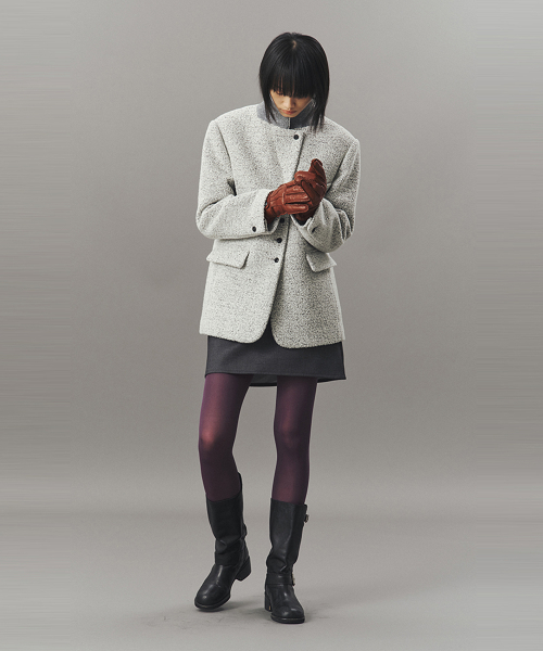 BOUCLE WOOL TAILORED JACKET_L GREY