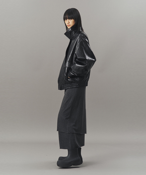 FAKE LEATHER QUILTED BLOUSON_BLACK