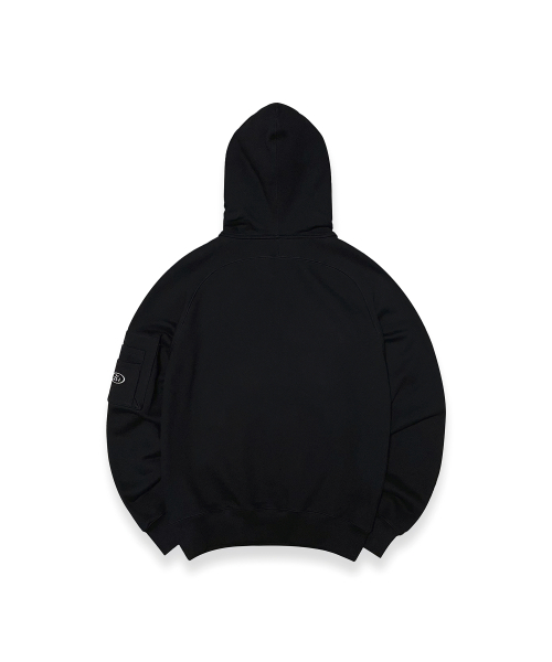 R-0020 COMBAT HALF ZIP-HOODIE(BLACK)