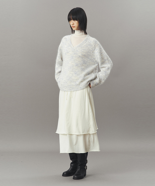 MOHAIR V-NECK SWEATER_BLUE