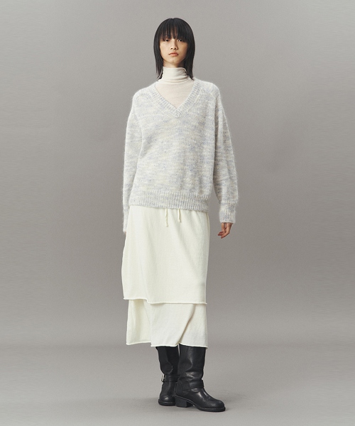 MOHAIR V-NECK SWEATER_BLUE
