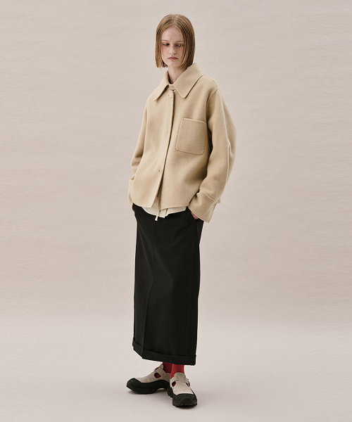 WOOL BLEND HANDMADE COAT_LIGHT BEIGE