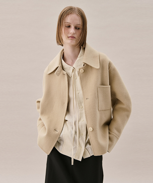 WOOL BLEND HANDMADE COAT_LIGHT BEIGE