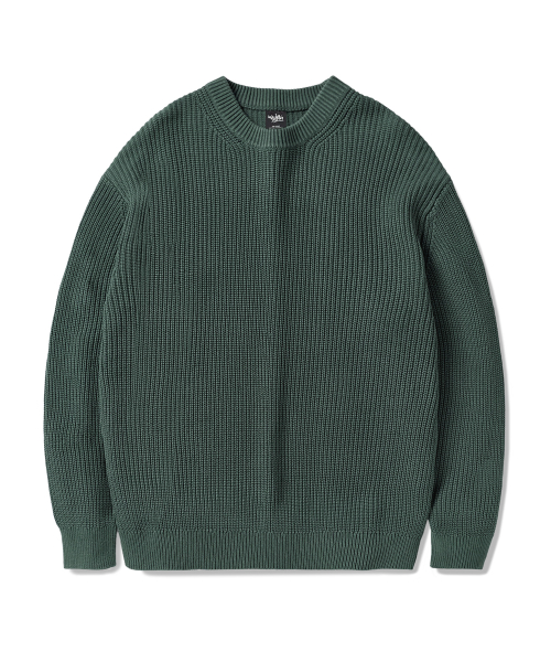 Пигментный хаджи свитер с круглым вырезом Blue Green FNT102
