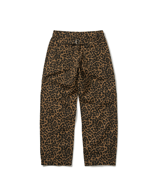 Leopard cotton twill pants / Beige