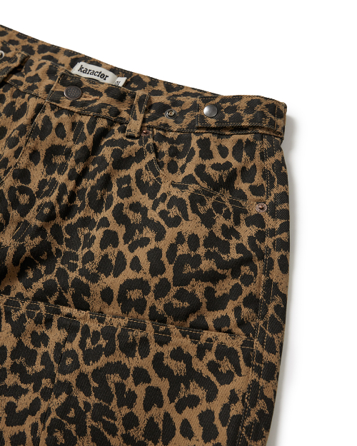 Leopard cotton twill pants / Beige