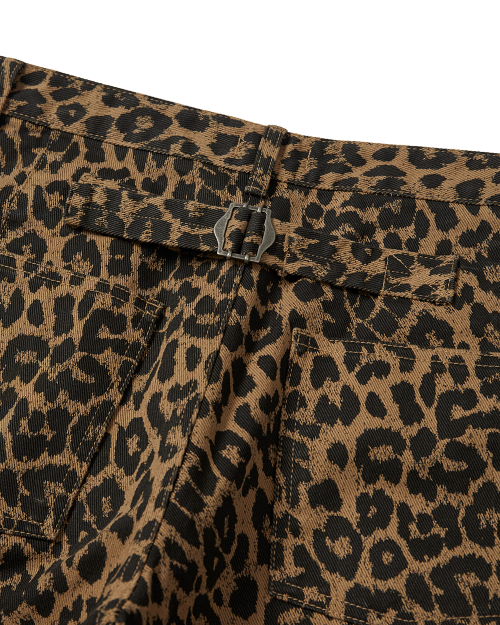 Leopard cotton twill pants / Beige