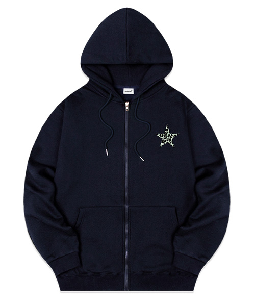 Худи на молнии LEOPARD STAR (с начесом на выбор) [Navy]