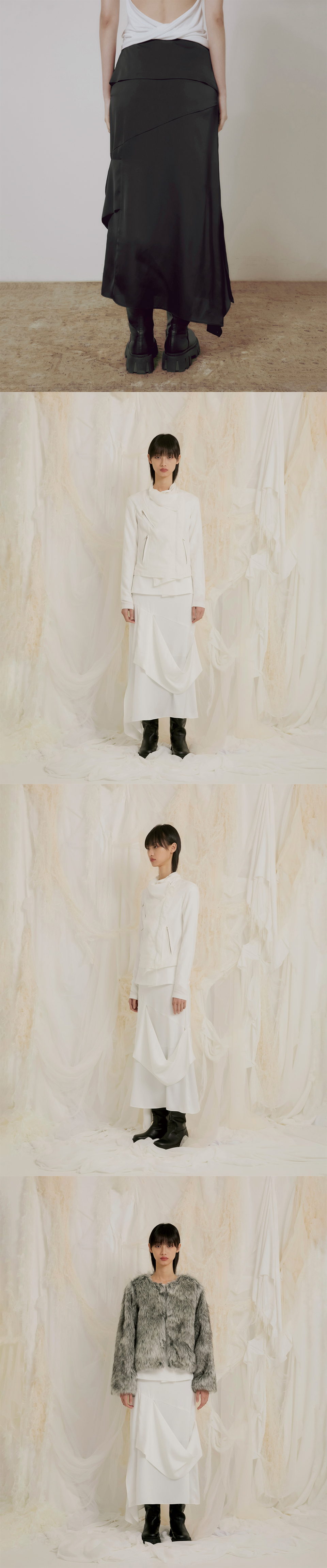 MUSINSA | FLAREUP 2.Drape Layered Maxi Skirt (FL-241_Black)