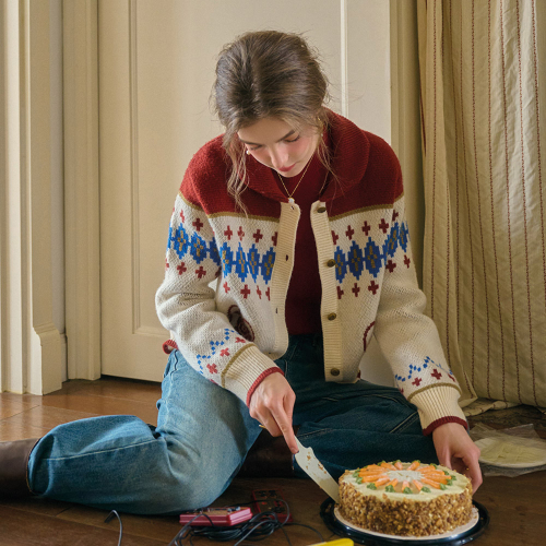 SR_Rose pattern casual cardigan