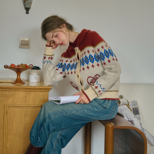 SR_Rose pattern casual cardigan