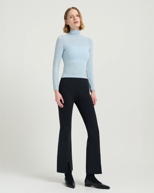 Расклешенные брюки High Waist на молнии (FMPT1014F)_New Black