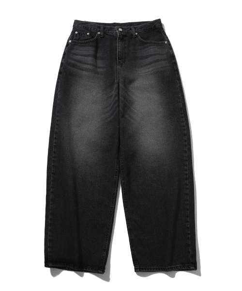 CAT BRUSH FADE WIDE DENIM PANTS RUSTY BLACK