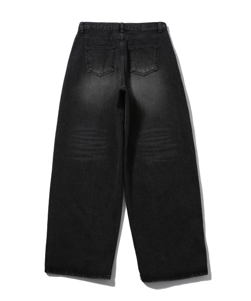 CAT BRUSH FADE WIDE DENIM PANTS RUSTY BLACK
