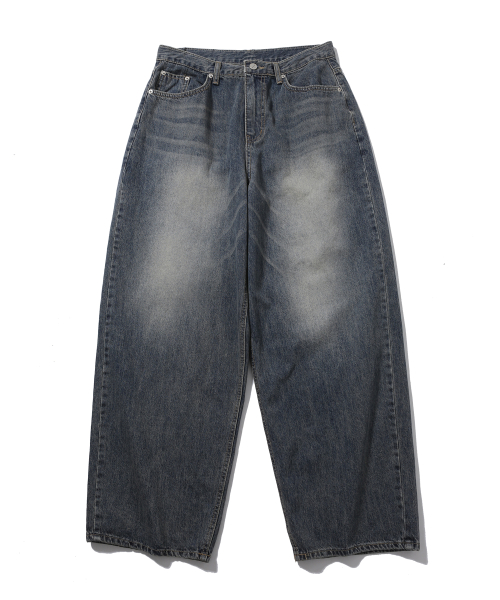 CAT BRUSH FADE WIDE DENIM PANTS VINTAGE BLUE