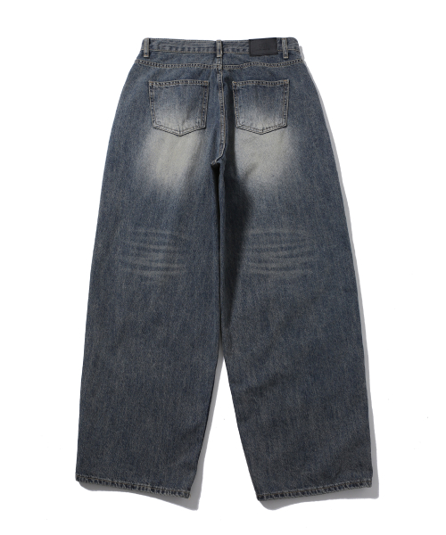 CAT BRUSH FADE WIDE DENIM PANTS VINTAGE BLUE