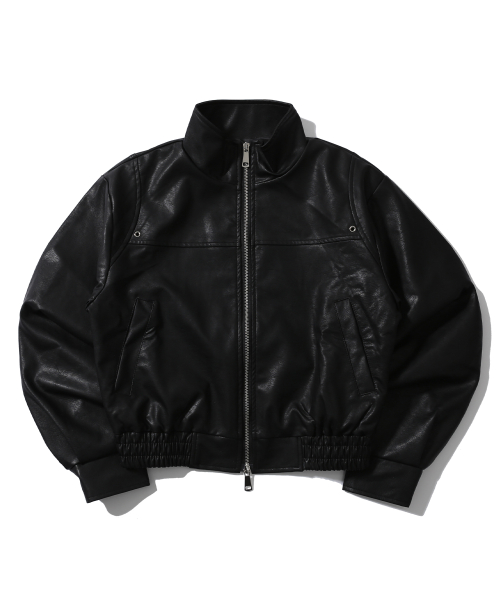 ECO LEATHER TWO WAY JACKET BLACK