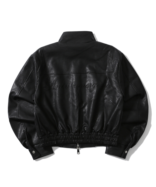 ECO LEATHER EM LOGO TWO WAY JACKET BLACK