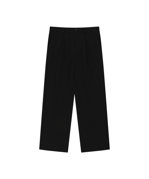 ONETUCK WIDE FLAT TROUSERS_BLACK