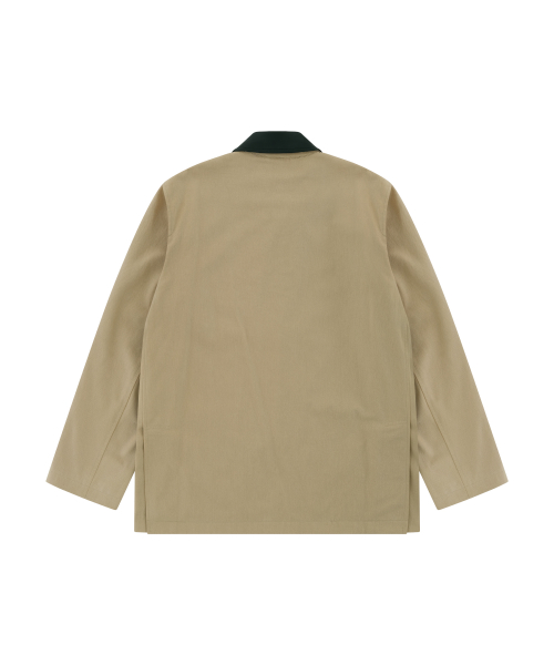 BIO WASHING LEATHER COLLAR WORKWEAR JACKET_IVORY