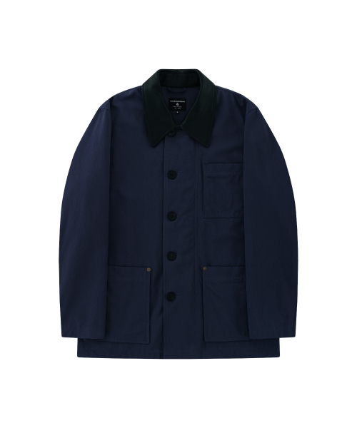 BIO WASHING LEATHER COLLAR WORKWEAR JACKET_NAVY