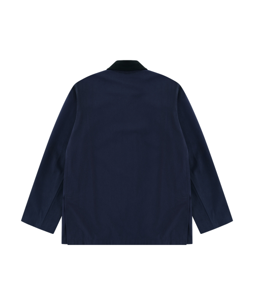 BIO WASHING LEATHER COLLAR WORKWEAR JACKET_NAVY