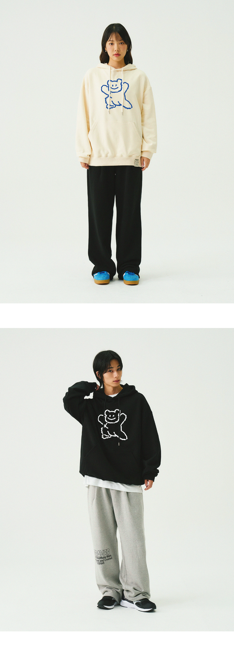 【GRAVER】24FW★ Small Line Bear Smile Hoodie UNISEX]Small Line Bear Smile Hoodie - GRAVER | 60% - Asian