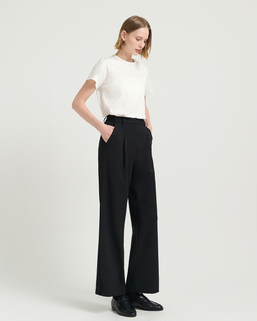 Сатиновые широкие брюки стрейч (FMPT1024F)_Black