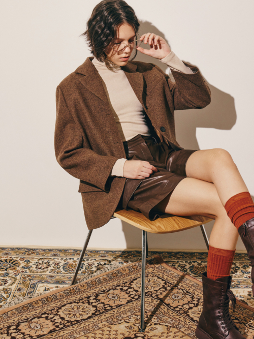 Однобортный пиджак Harris Wool Khaki Brown