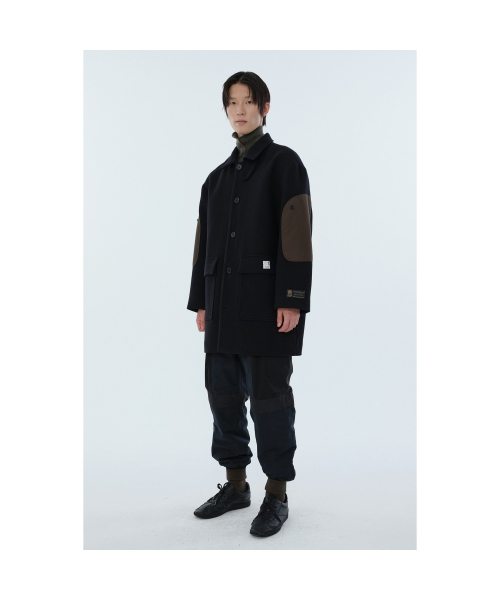 Sleeve Patch Cargo Worker Half Coat_RKCAW24609BKX