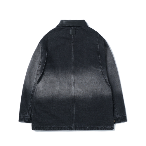 Leather Collar Vintage jacket (Black denim)