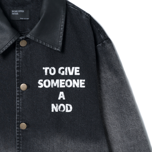 Leather Collar Vintage jacket (Black denim)