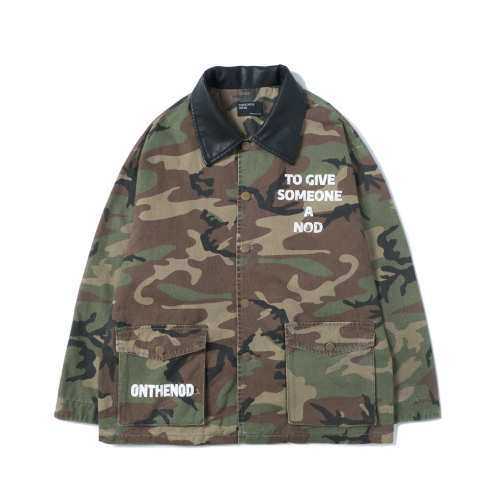 Leather Collar Vintage jacket (Camo)