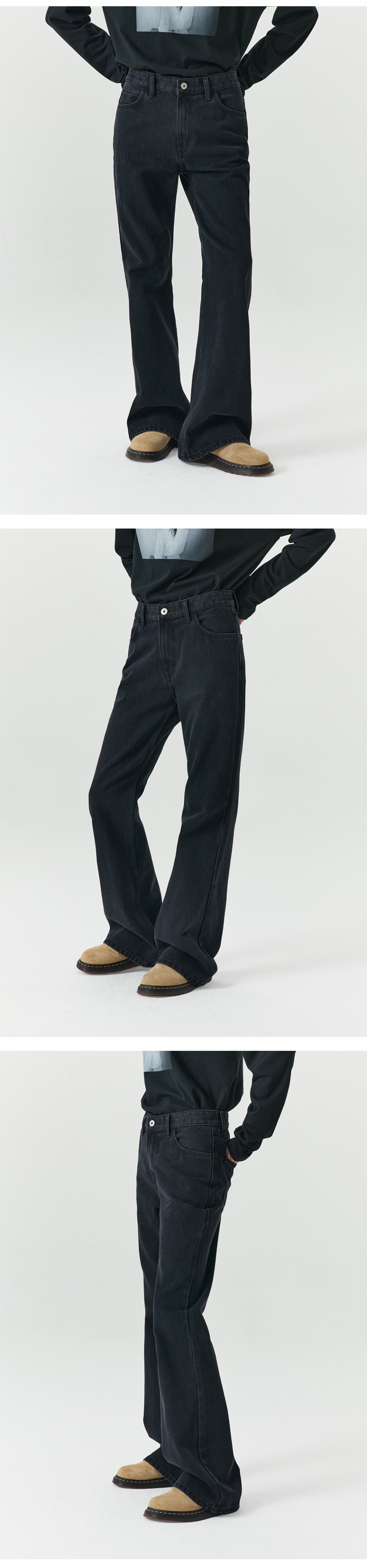 LEVAR ♥ Relaxed Boots Cut Denim /追跡付 MUSINSA | LEVAR Relaxed Boots Cut Denim - Black