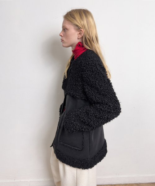 FUR SHEARLING COAT (black)