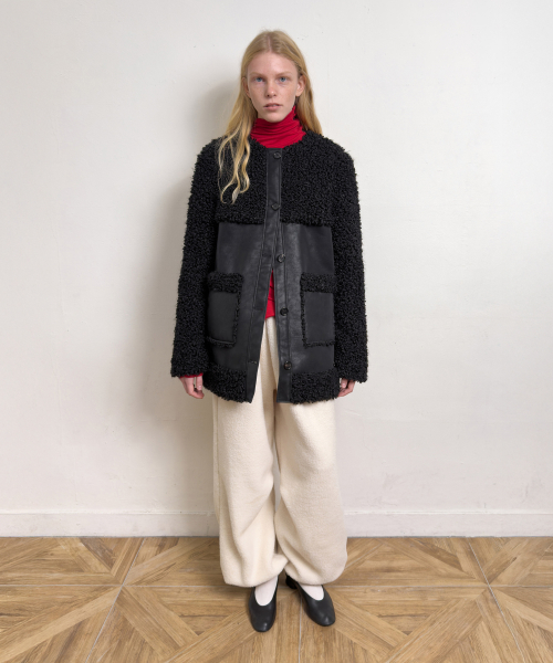 FUR SHEARLING COAT (black)