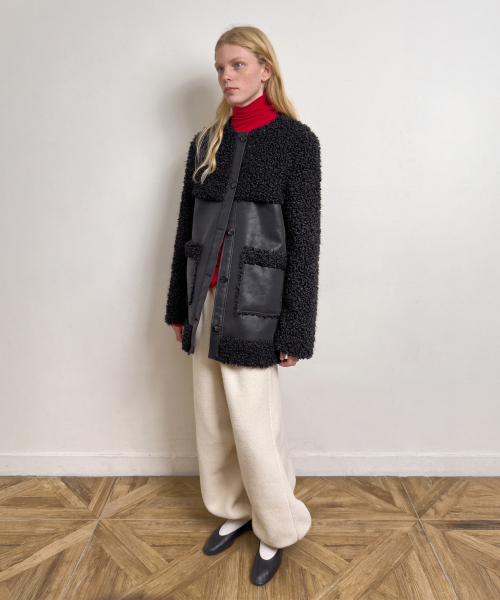 FUR SHEARLING COAT (black)
