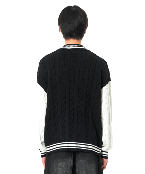 C.Z KNIT CARDIGAN-BLACK
